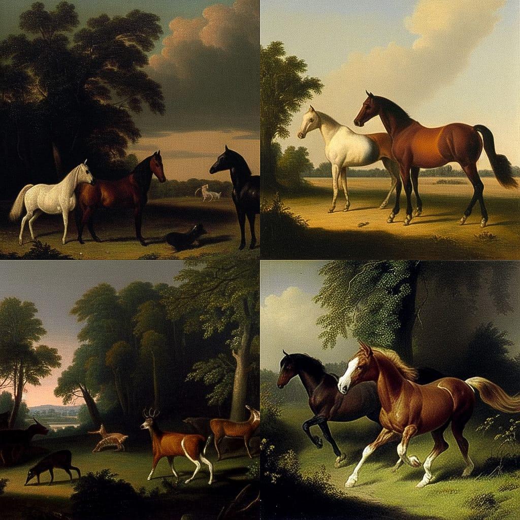 Jacques-Laurent Agasse style, Midjourney Niji 4, render 1 of 4