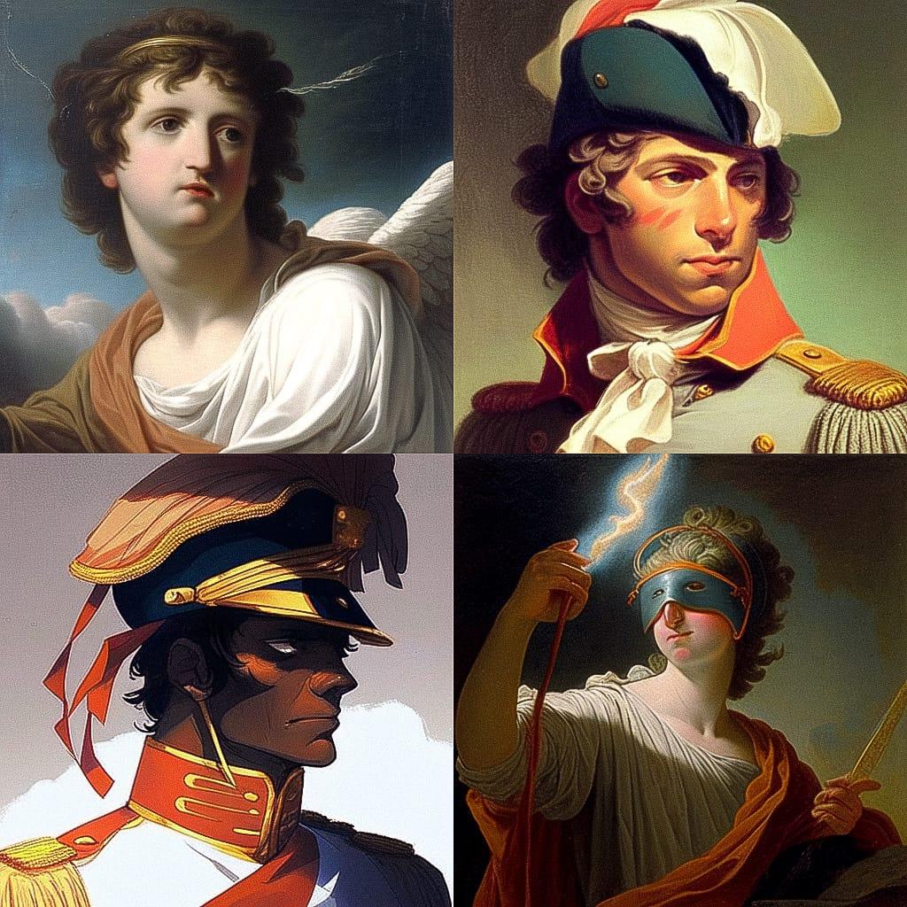 Jacques-Louis David style, Midjourney Niji 4, render 1 of 4