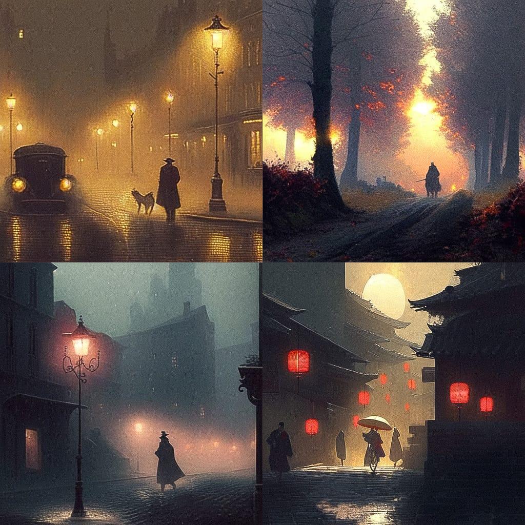 Jakub Schikaneder style, Midjourney Niji 4, render 1 of 4