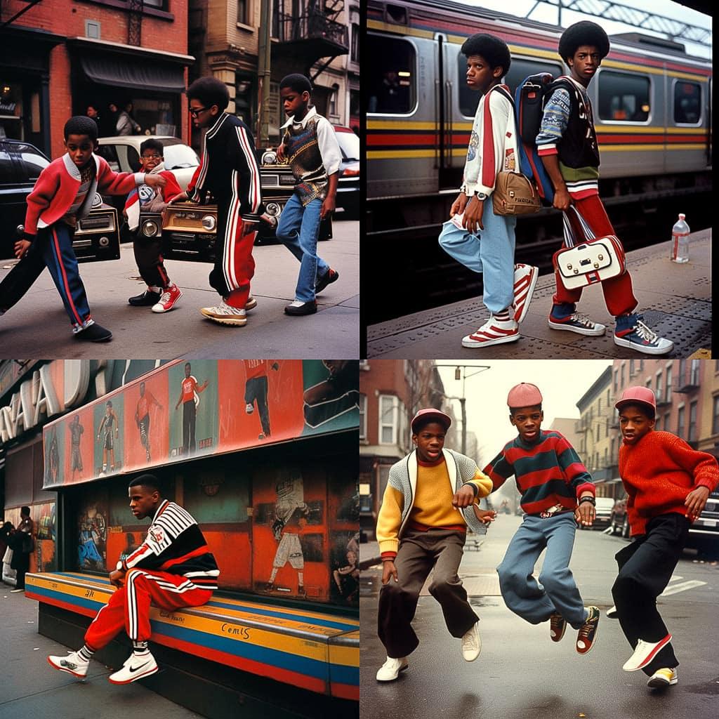 Jamel Shabazz style, Midjourney Niji 5, render 1 of 4