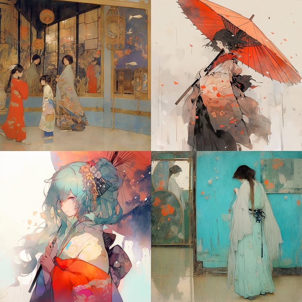 James Abbott McNeill Whistler style, Midjourney Niji 5, render 1 of 4