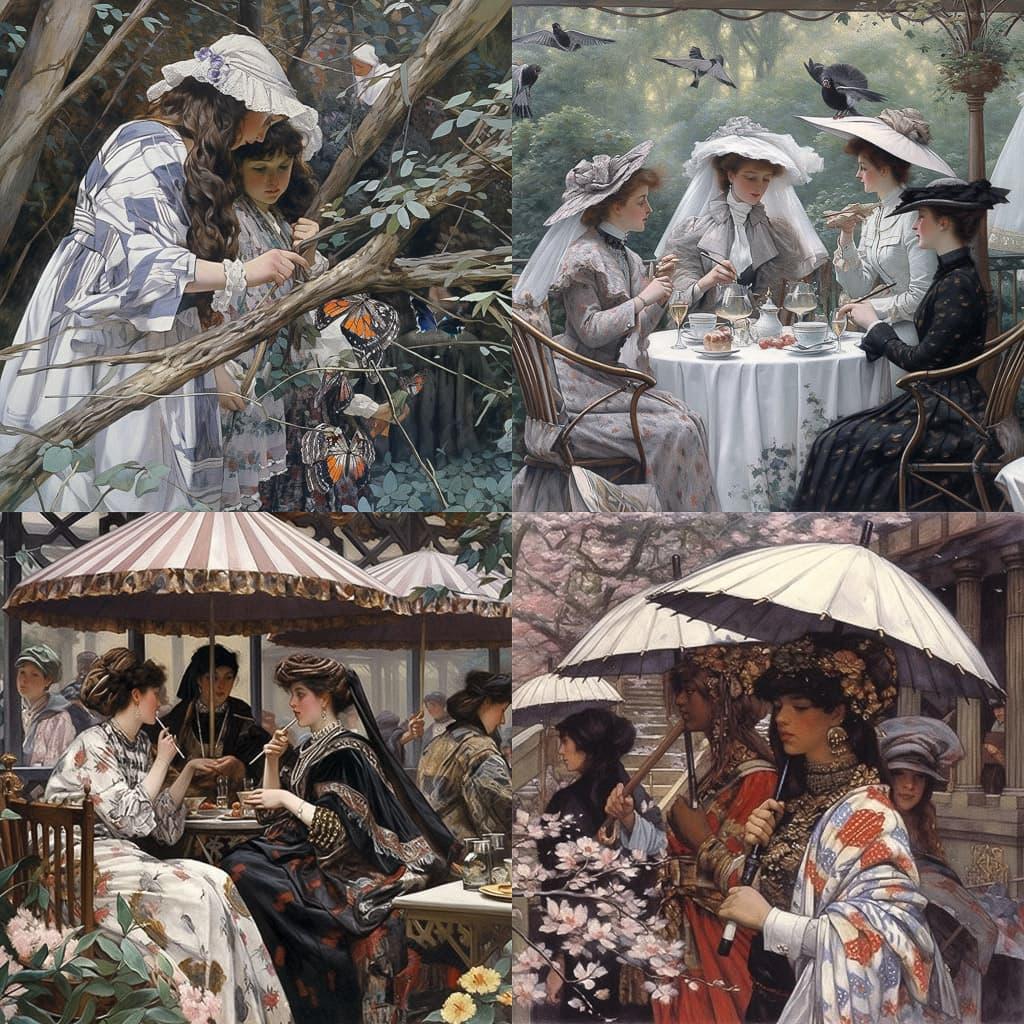 James Tissot style, Midjourney Niji 5, render 1 of 4