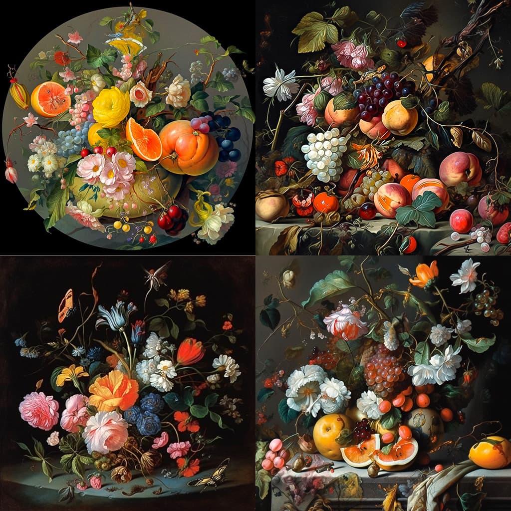 Jan Davidsz de Heem style, Midjourney Niji 5, render 1 of 4