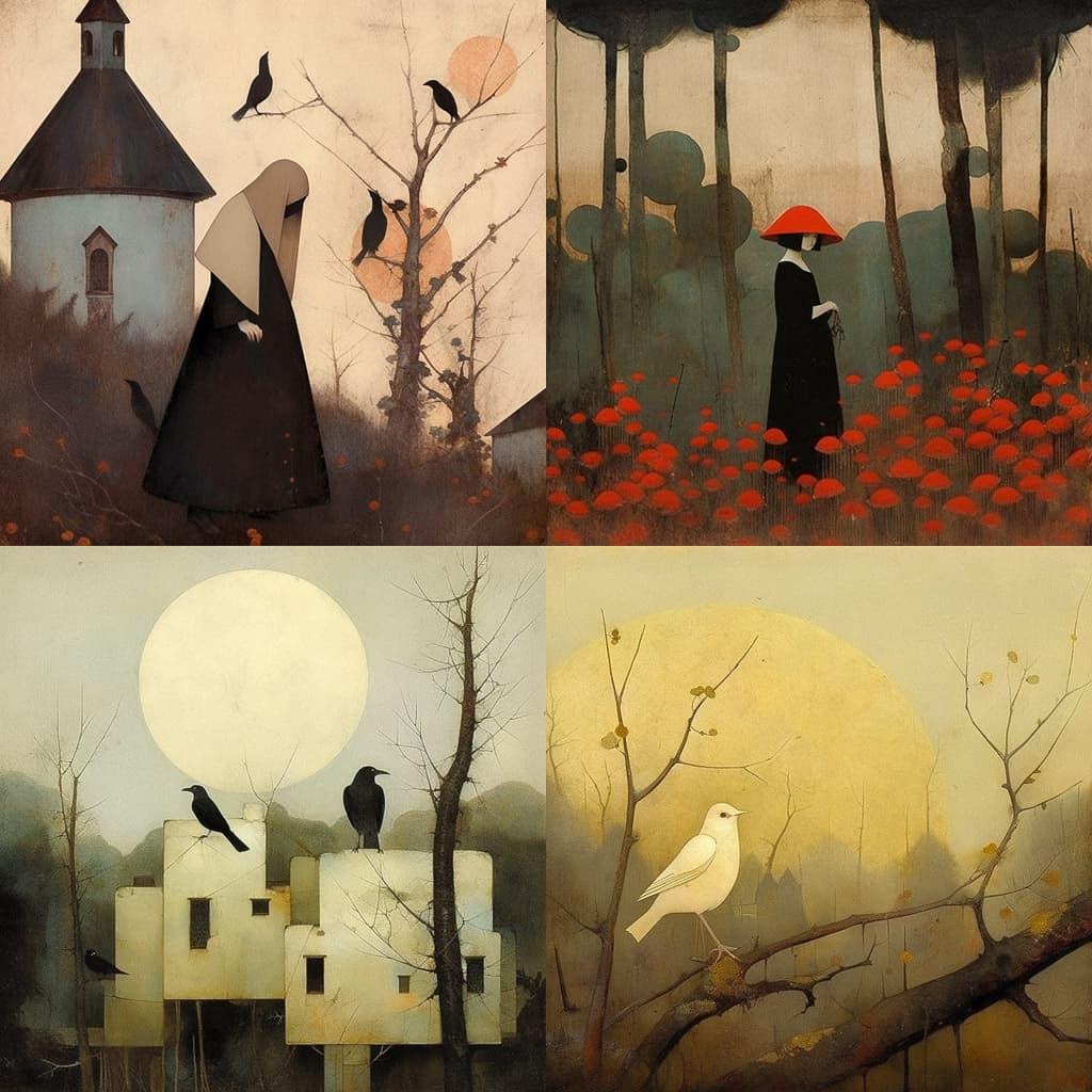 Jan Mankes style, Midjourney Niji 5, render 1 of 4