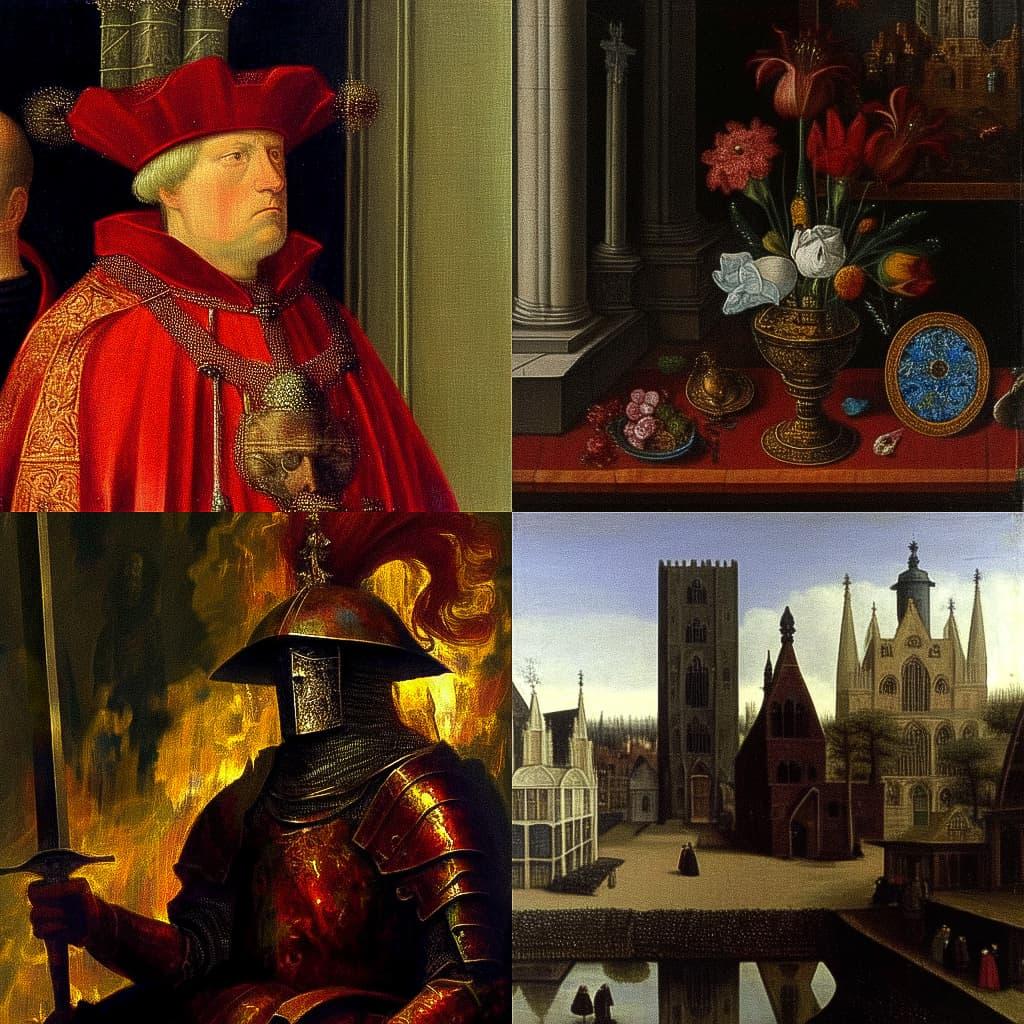 Jan Van Eyck style, Midjourney Niji 4, render 1 of 4