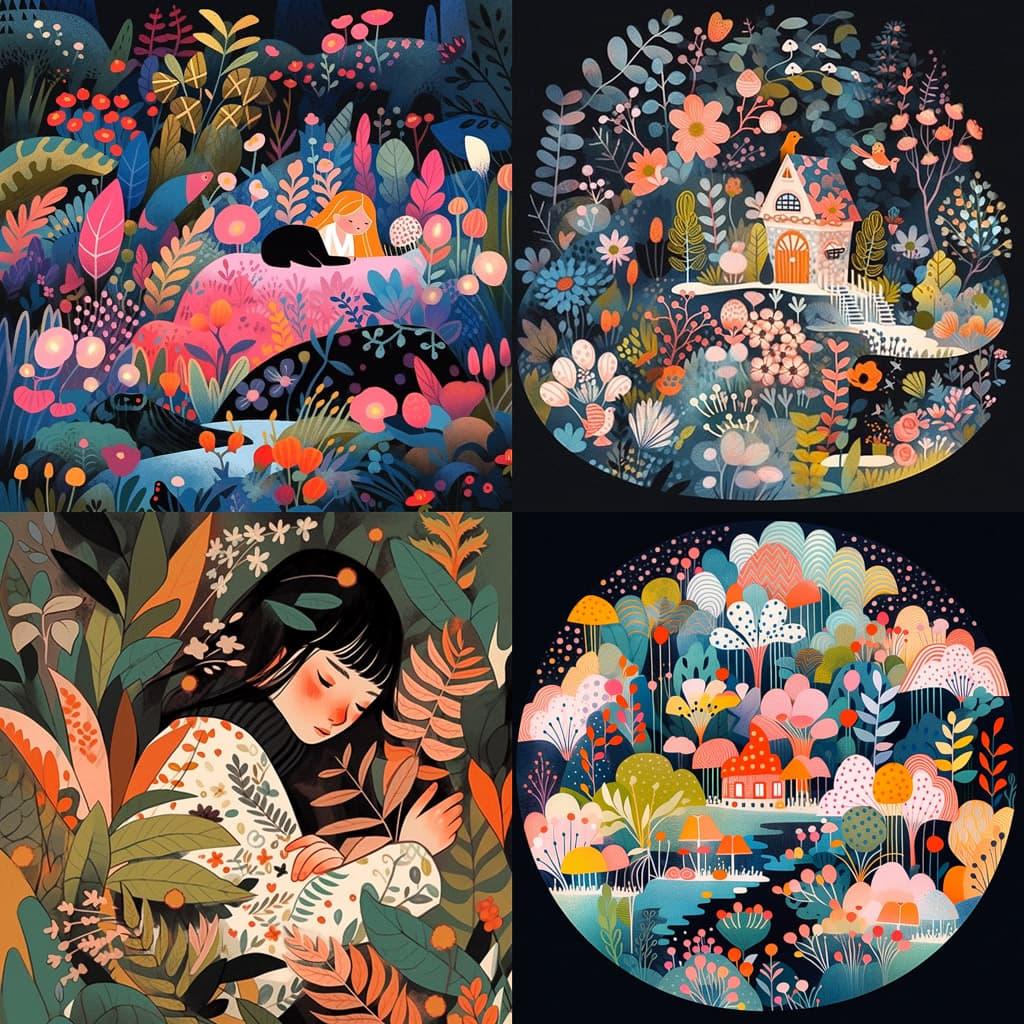 Jane Newland style, Midjourney Niji 5, render 1 of 4
