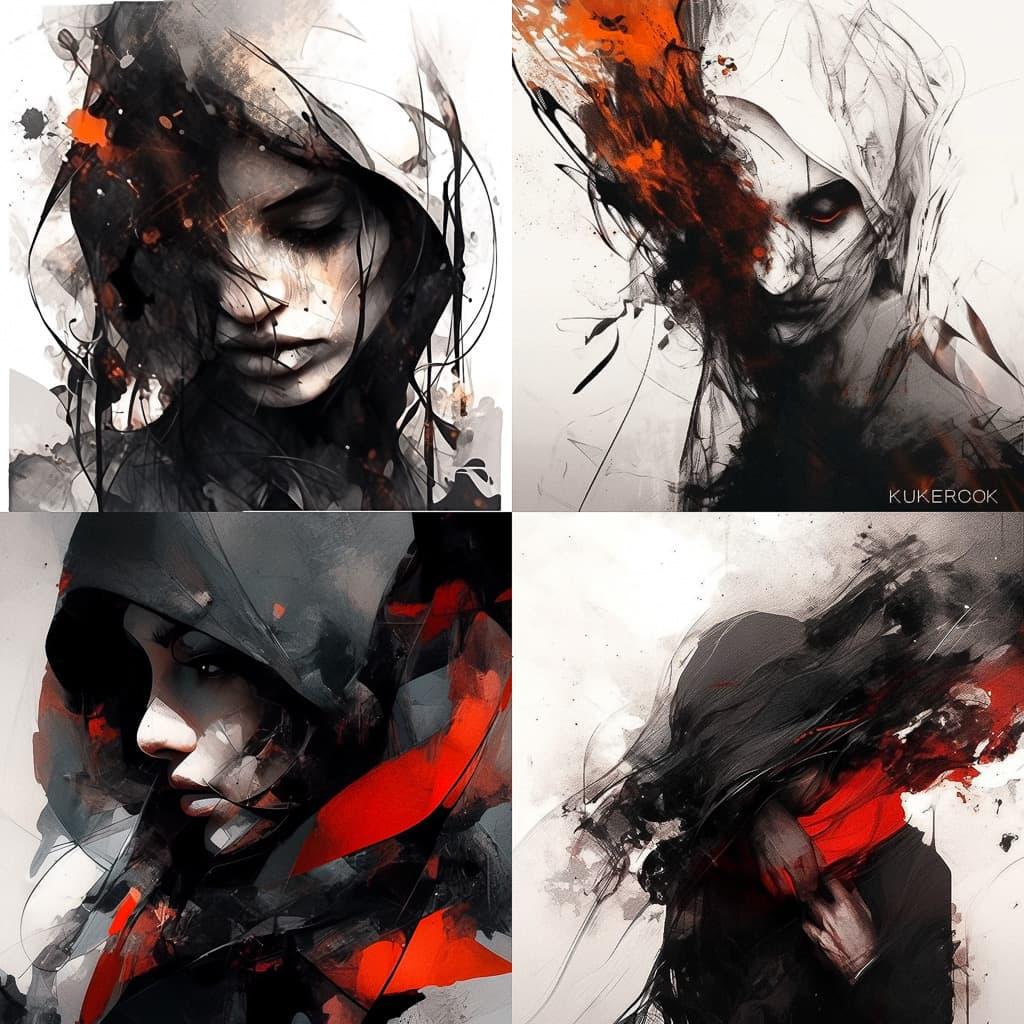 Jarek Kubicki style, Midjourney Niji 5, render 1 of 4