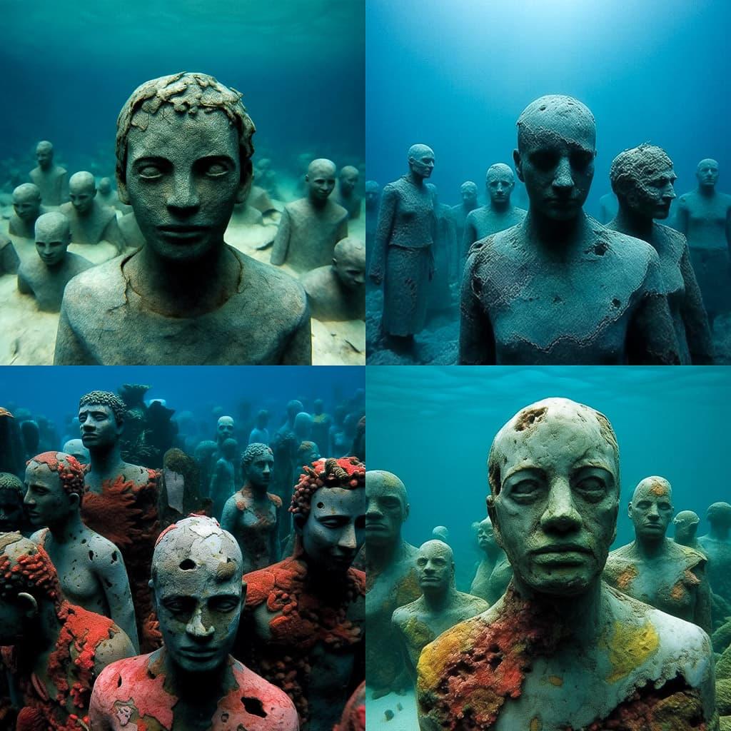 Jason deCaires Taylor style, Midjourney Niji 5, render 1 of 4