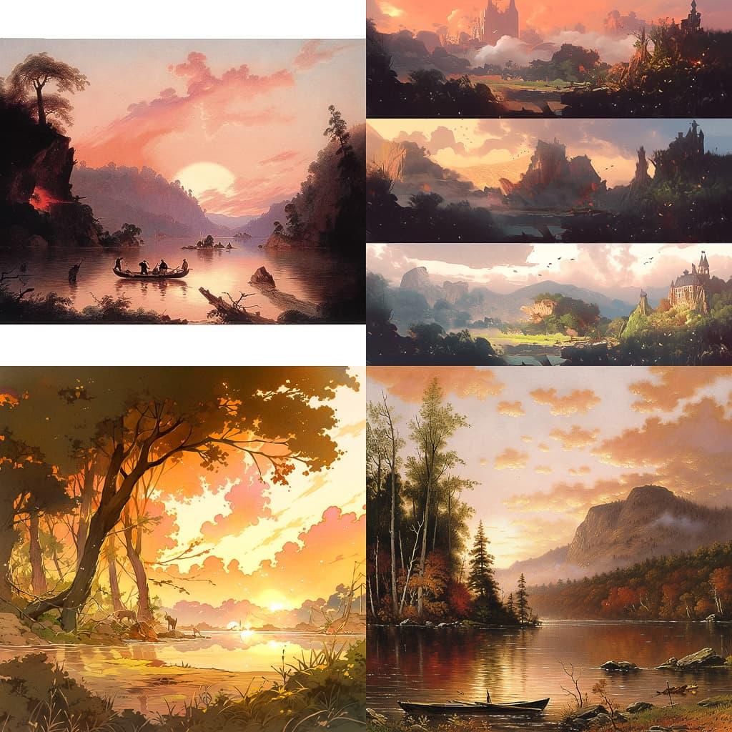 Jasper Francis Cropsey style, Midjourney Niji 5, render 1 of 4