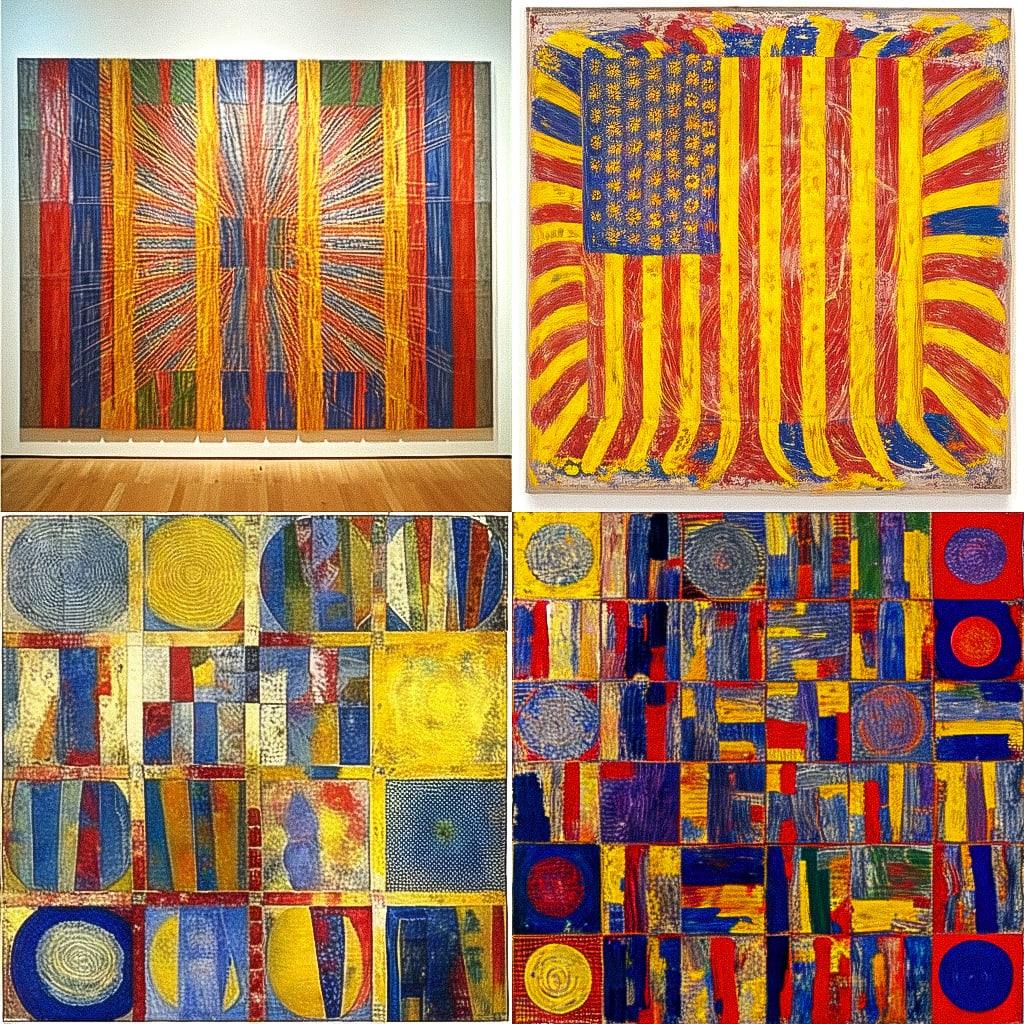 Jasper Johns style, Midjourney Niji 4, render 1 of 4