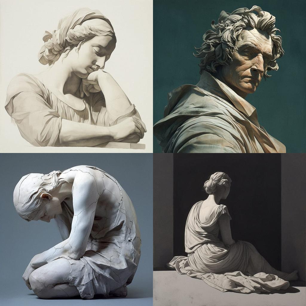 Jean-Antoine Houdon style, Midjourney Niji 6, render 1 of 4