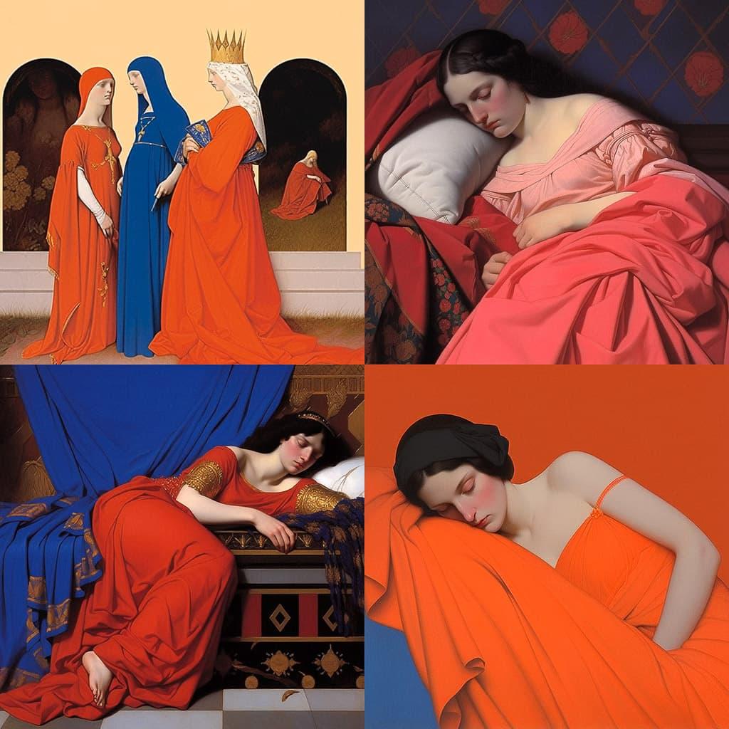 Jean Auguste Dominique Ingres style, Midjourney Niji 5, render 1 of 4