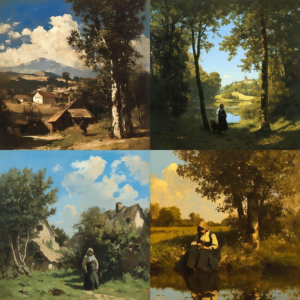 Jean-Baptiste Corot style, Midjourney Niji 6, render 1 of 4