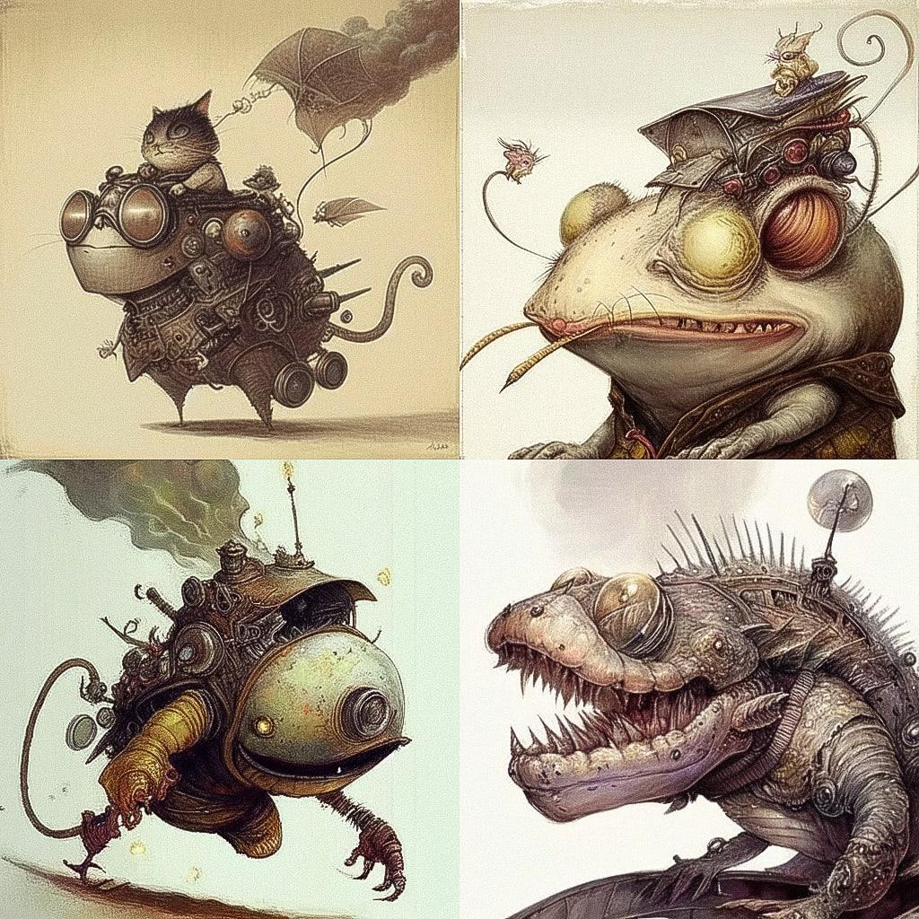Jean-Baptiste Monge style, Midjourney Niji 4, render 1 of 4