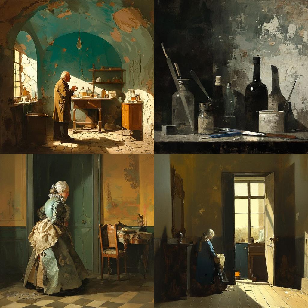 Jean-Baptiste-Simeon Chardin style, Midjourney Niji 6, render 1 of 4