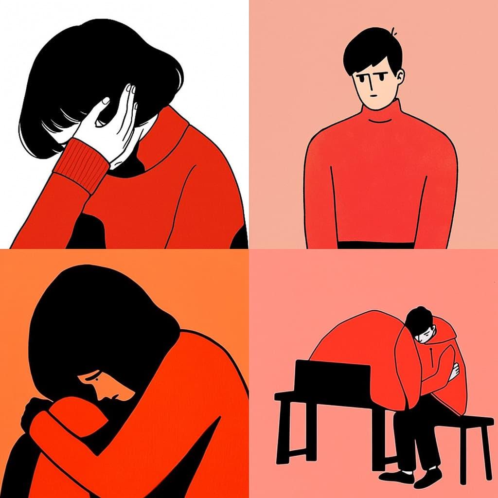 Jean Jullien style, Midjourney Niji 5, render 1 of 4