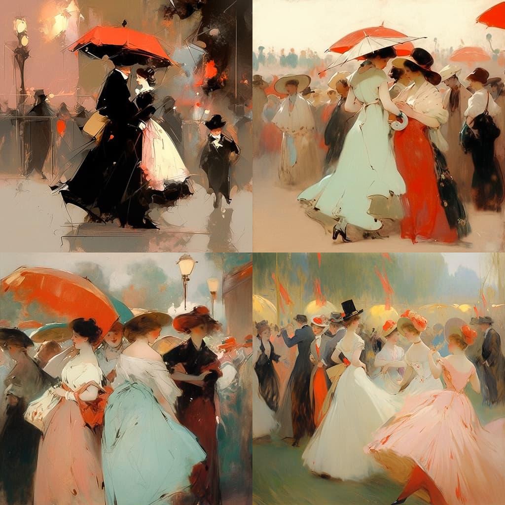Jean-Louis Forain style, Midjourney Niji 5, render 1 of 4