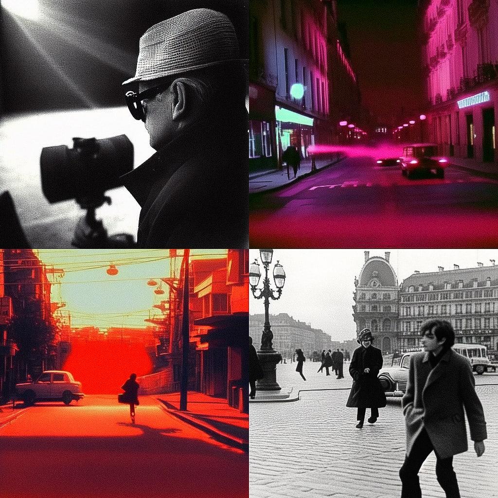 Jean-Luc Godard style, Midjourney Niji 4, render 1 of 4