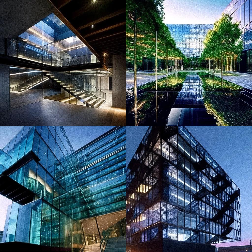 Jean Nouvel style, Midjourney Niji 4, render 1 of 4