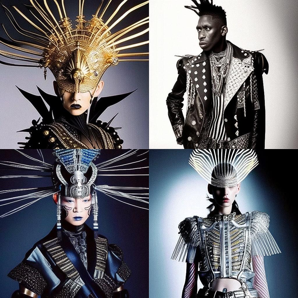 Jean Paul Gaultier style, Midjourney Niji 4, render 1 of 4