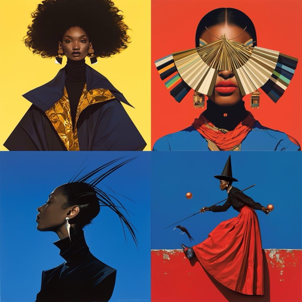 Jean-Paul Goude style, Midjourney Niji 5, render 1 of 4