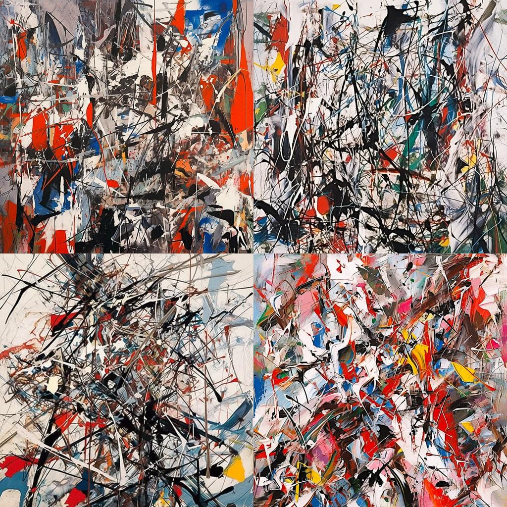 Jean-Paul Riopelle style, Midjourney Niji 5, render 1 of 4