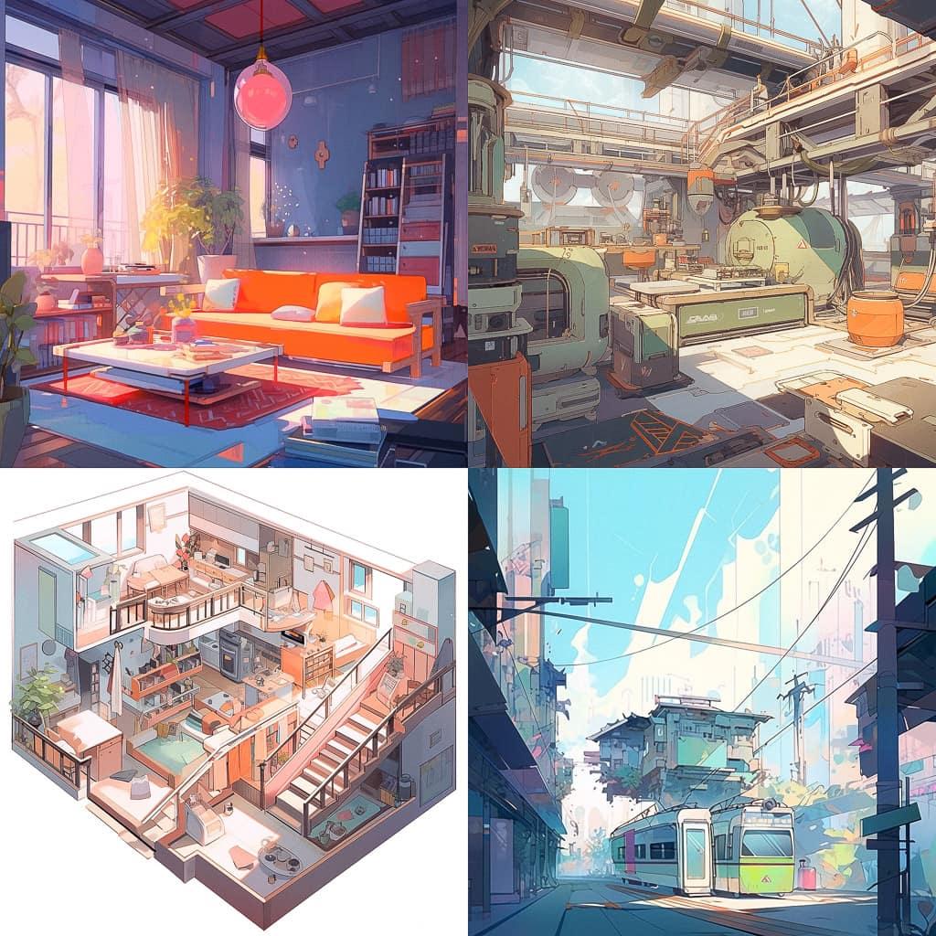 Jean Prouve style, Midjourney Niji 5, render 1 of 4