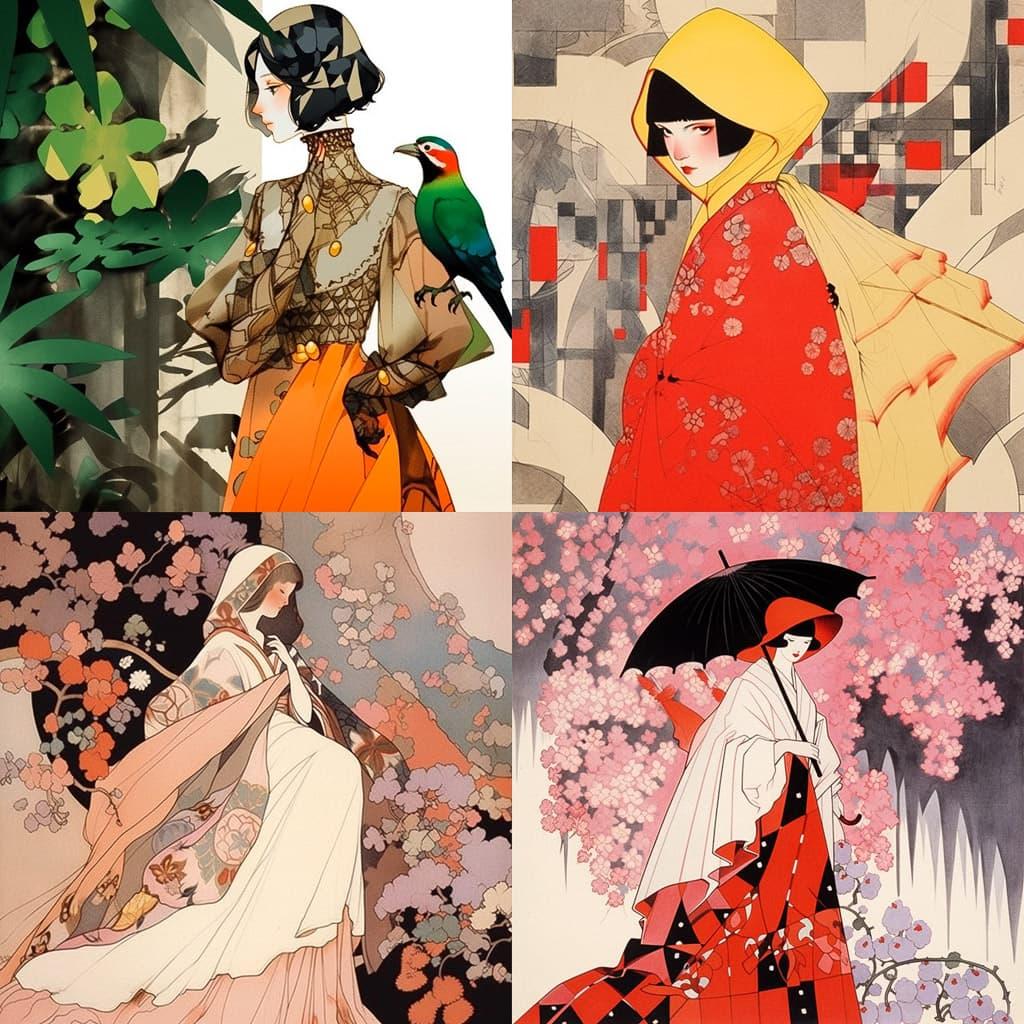 Jeanne Lanvin style, Midjourney Niji 5, render 1 of 4