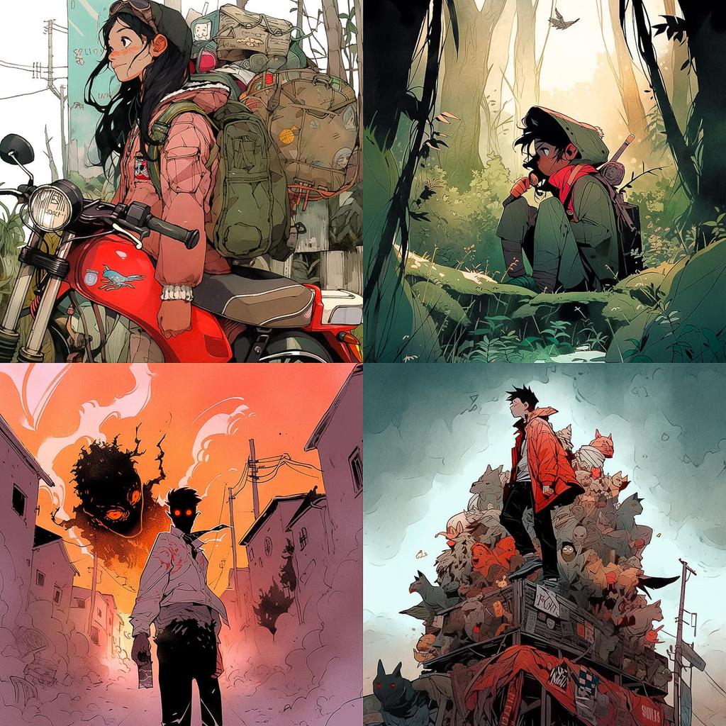 Jeff Lemire style, Midjourney Niji 5, render 1 of 4