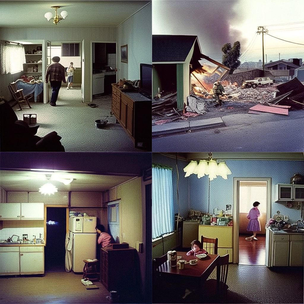 Jeff Wall style, Midjourney Niji 4, render 1 of 4