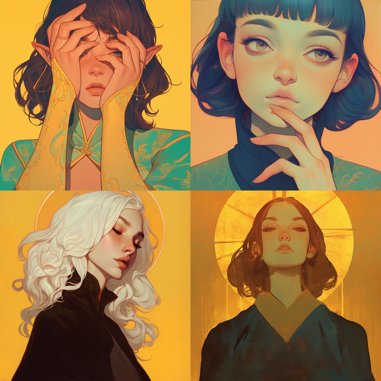 Jenny Frison style, Midjourney Niji 6, render 1 of 4