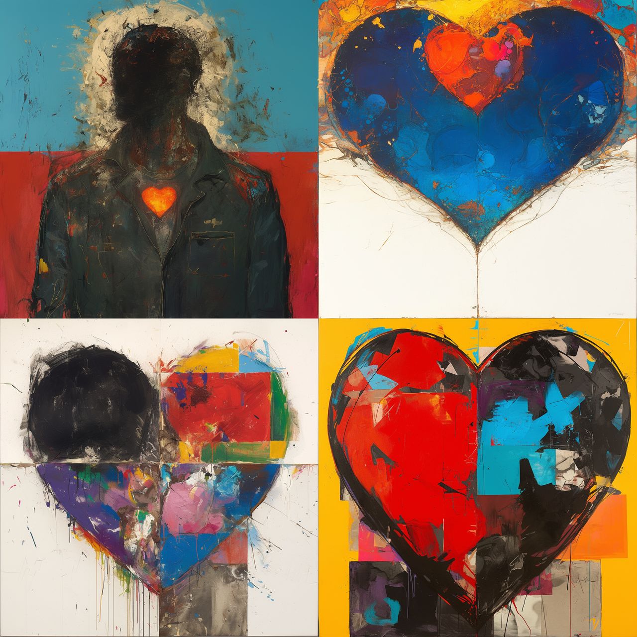 Jim Dine style, Midjourney Niji 6, render 1 of 4