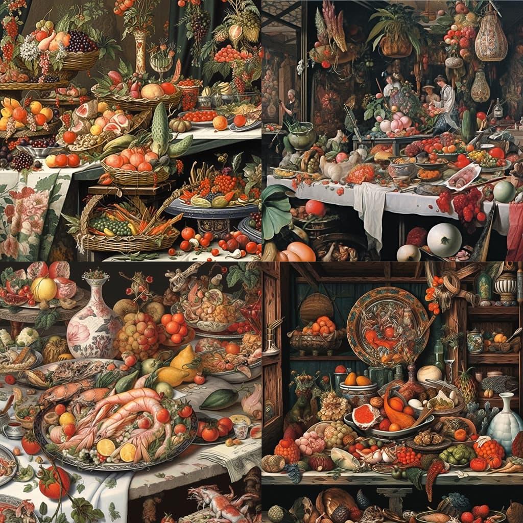 Joachim Beuckelaer style, Midjourney Niji 5, render 1 of 4
