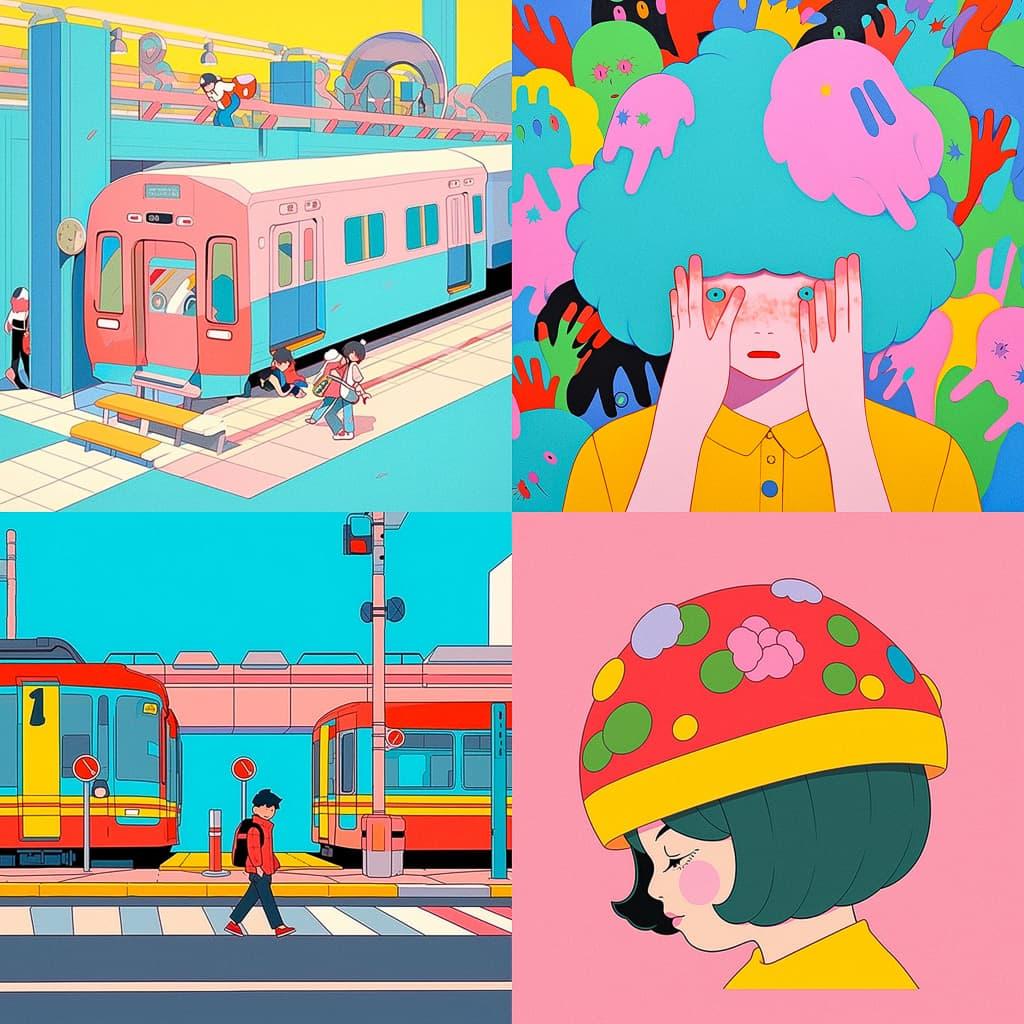 Joan Cornella style, Midjourney Niji 5, render 1 of 4