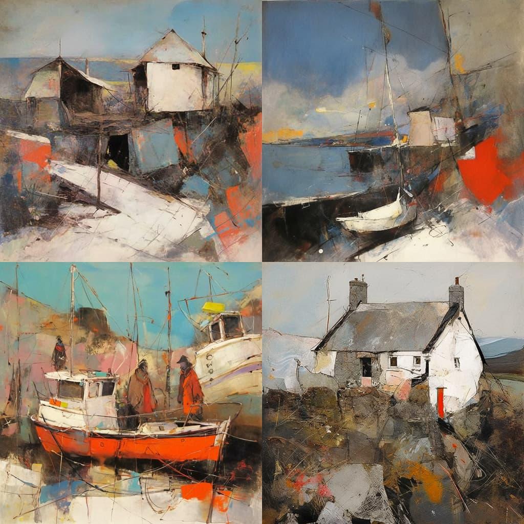 Joan Eardley style, Midjourney Niji 5, render 1 of 4