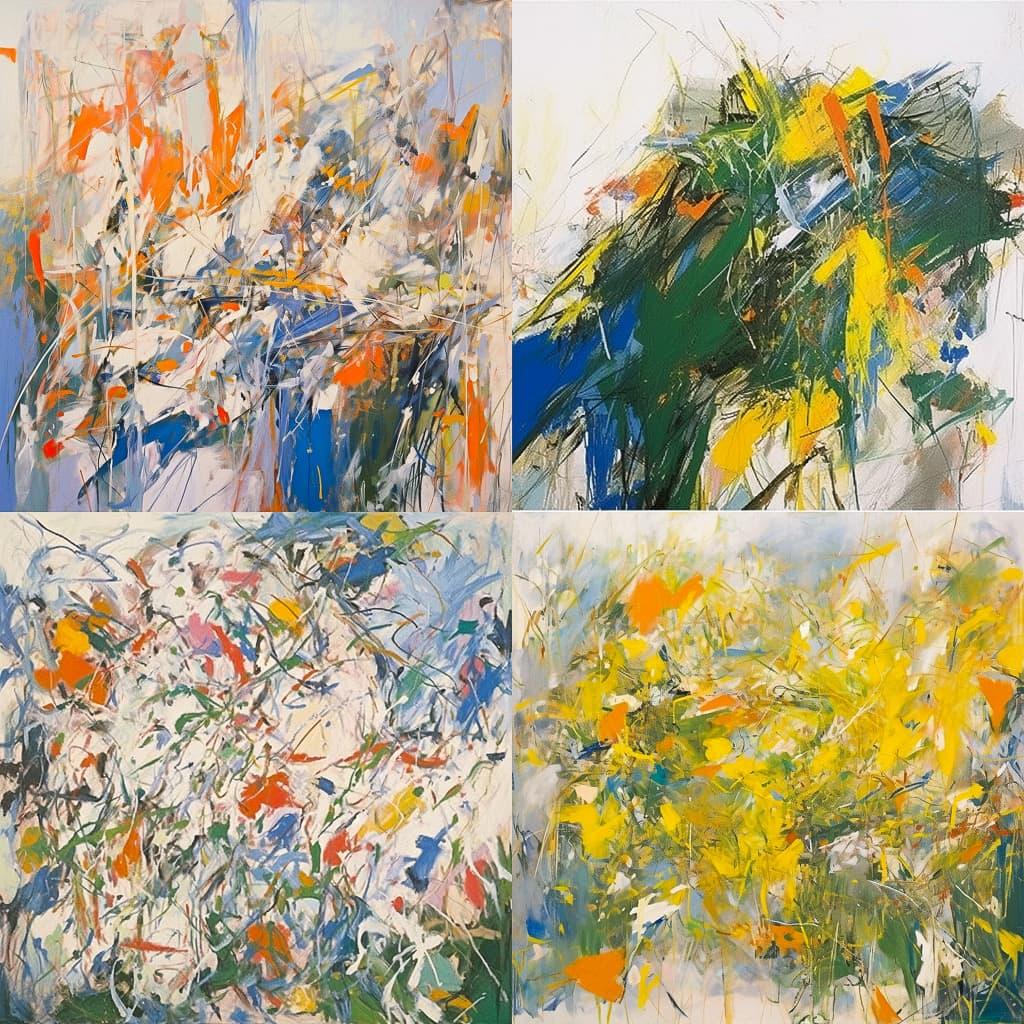 Joan Mitchell style, Midjourney Niji 5, render 1 of 4