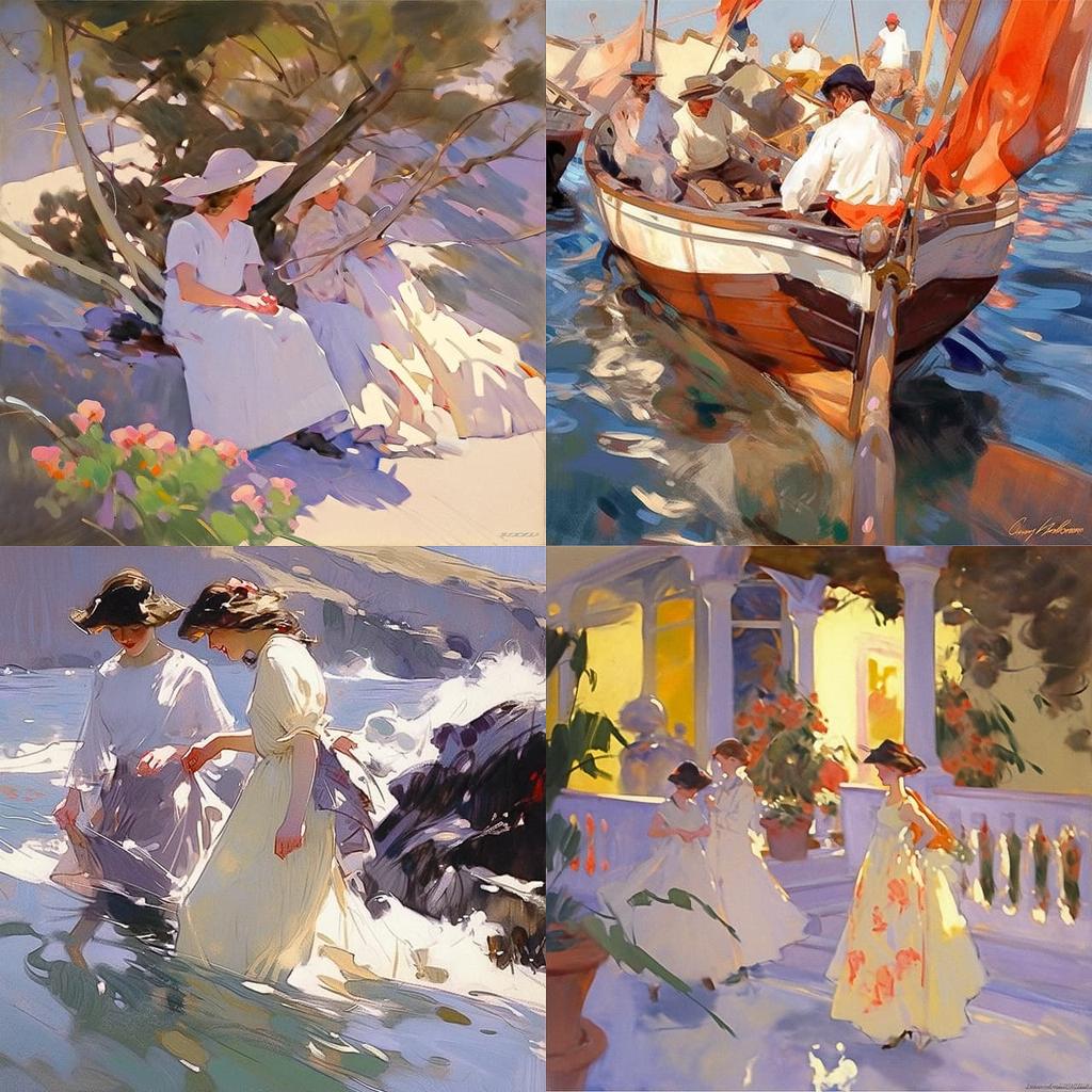 Joaquin Sorolla style, Midjourney Niji 5, render 1 of 4