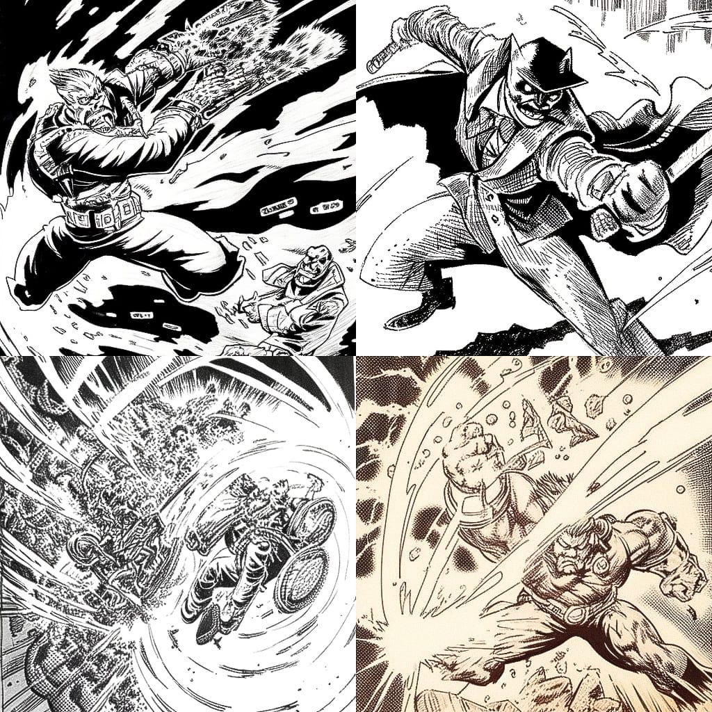 Joe Kubert style, Midjourney Niji 4, render 1 of 4