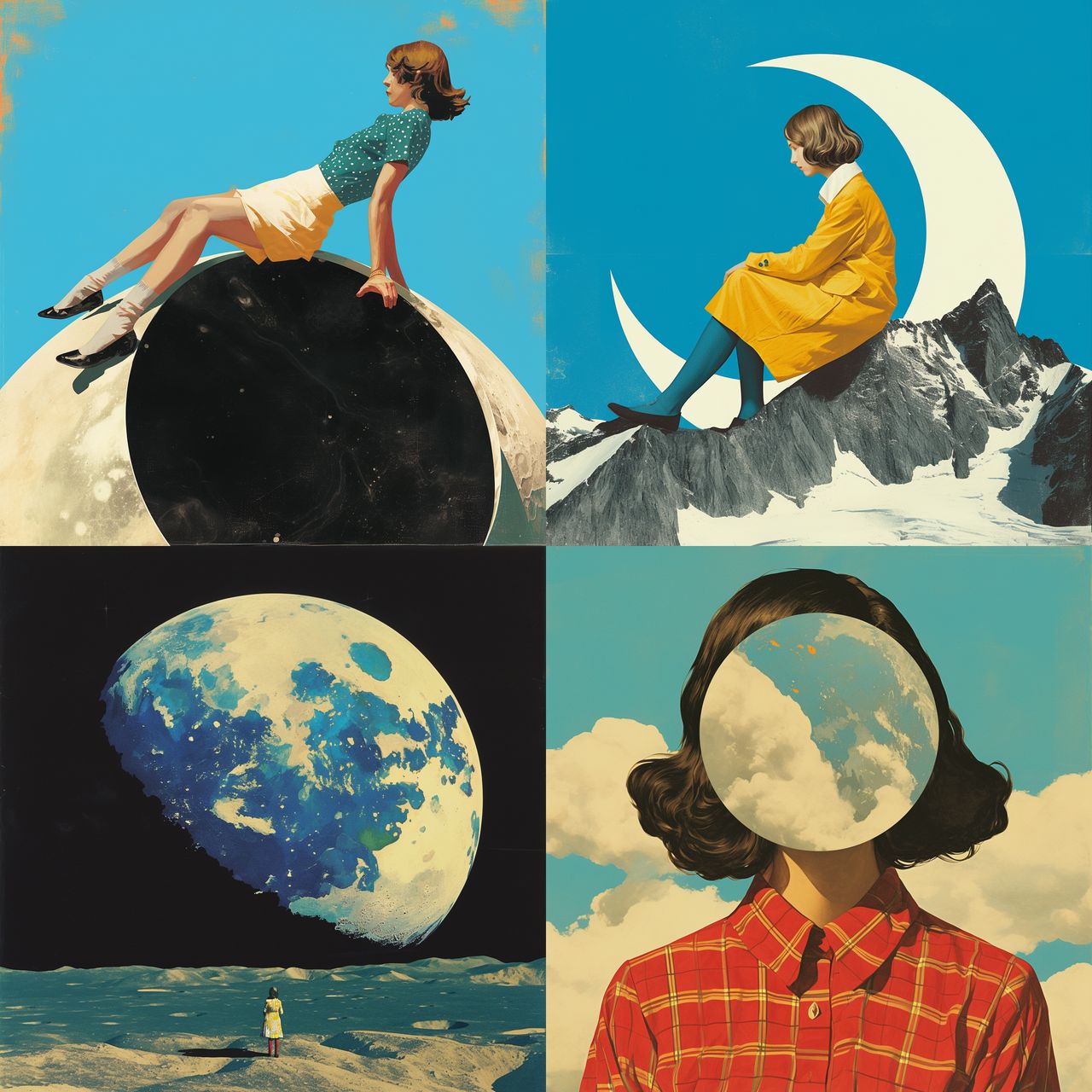 Joe Webb style, Midjourney Niji 6, render 1 of 4