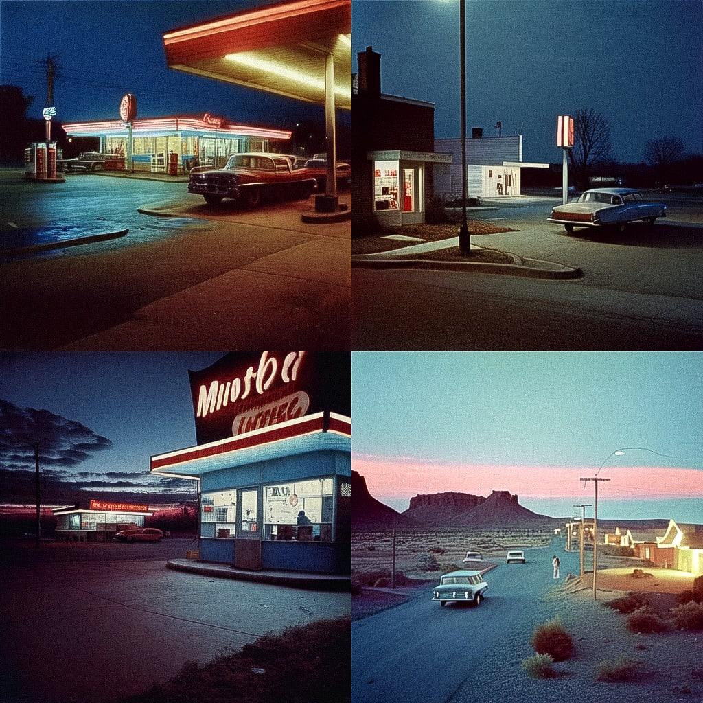 Joel Meyerowitz style, Midjourney Niji 4, render 1 of 4