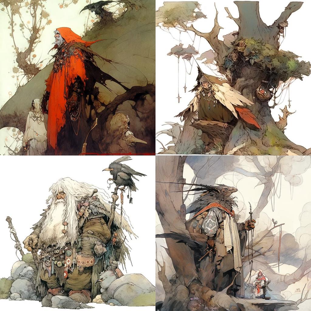 John Blanche style, Midjourney Niji 5, render 1 of 4