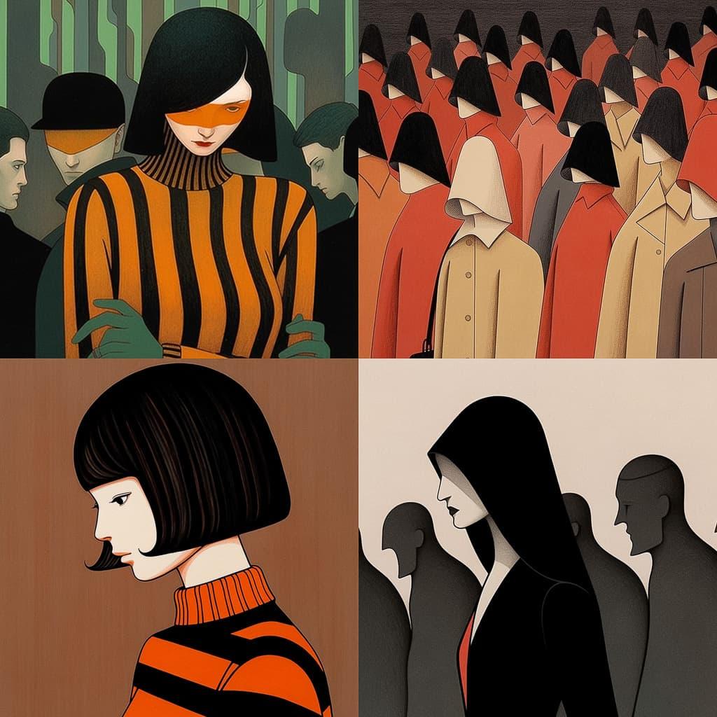 John Brack style, Midjourney Niji 5, render 1 of 4