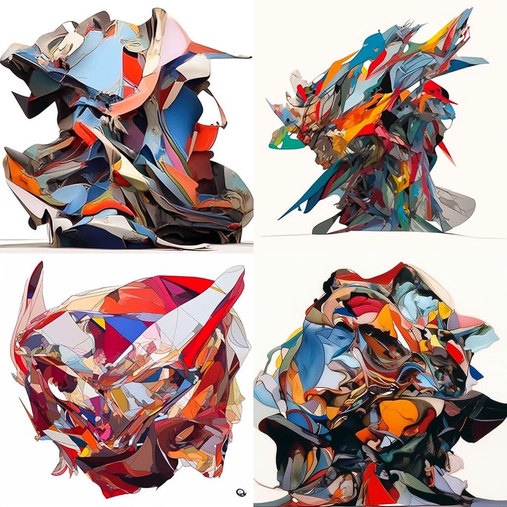 John Chamberlain style, Midjourney Niji 5, render 1 of 4