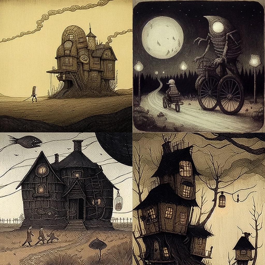 John Kenn Mortensen style, Midjourney Niji 4, render 1 of 4
