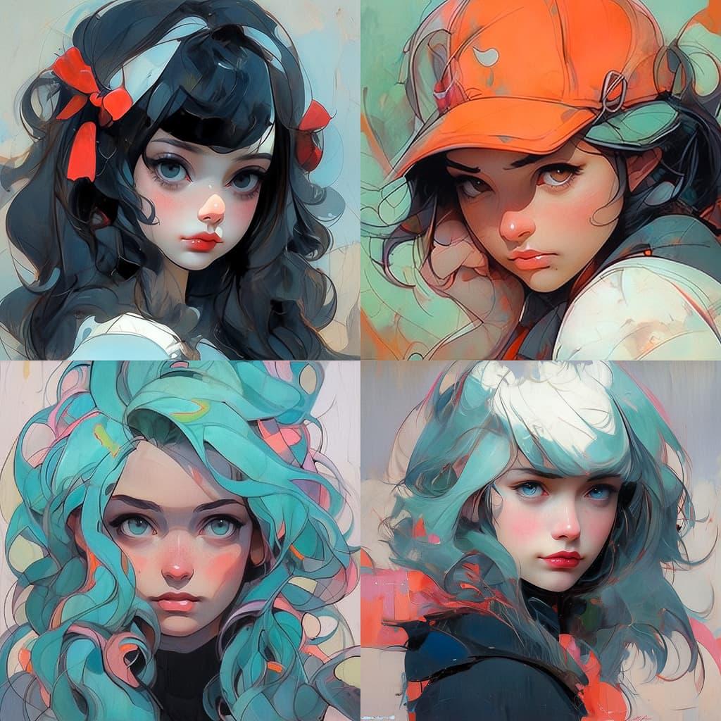 John Larriva style, Midjourney Niji 5, render 1 of 4