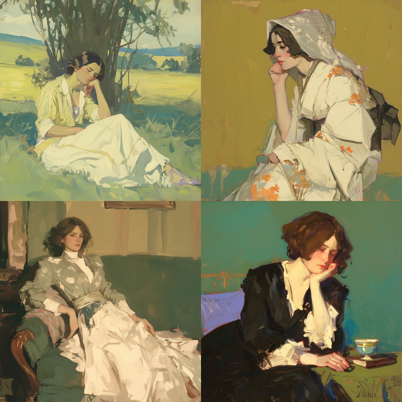 John Lavery style, Midjourney Niji 6, render 1 of 4