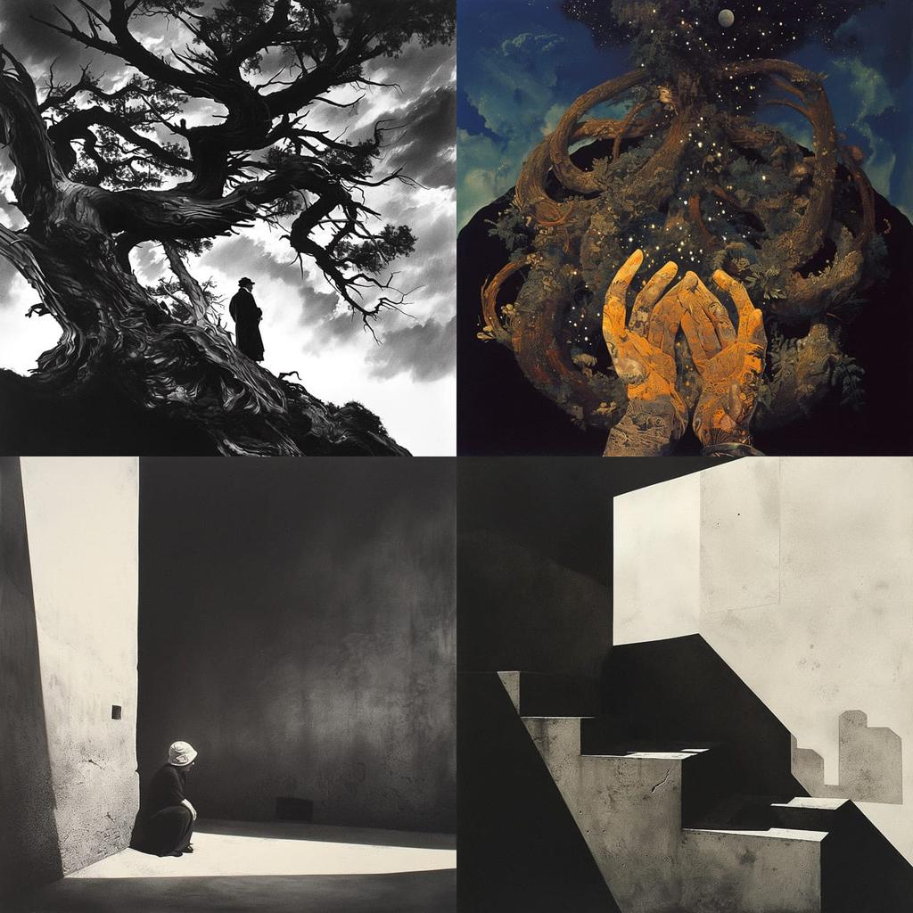 John Paul Caponigro style, Midjourney Niji 6, render 1 of 4