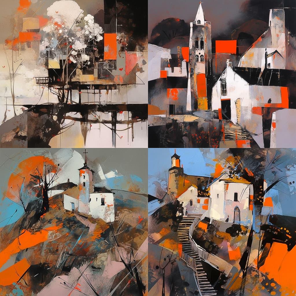 John Piper style, Midjourney Niji 5, render 1 of 4