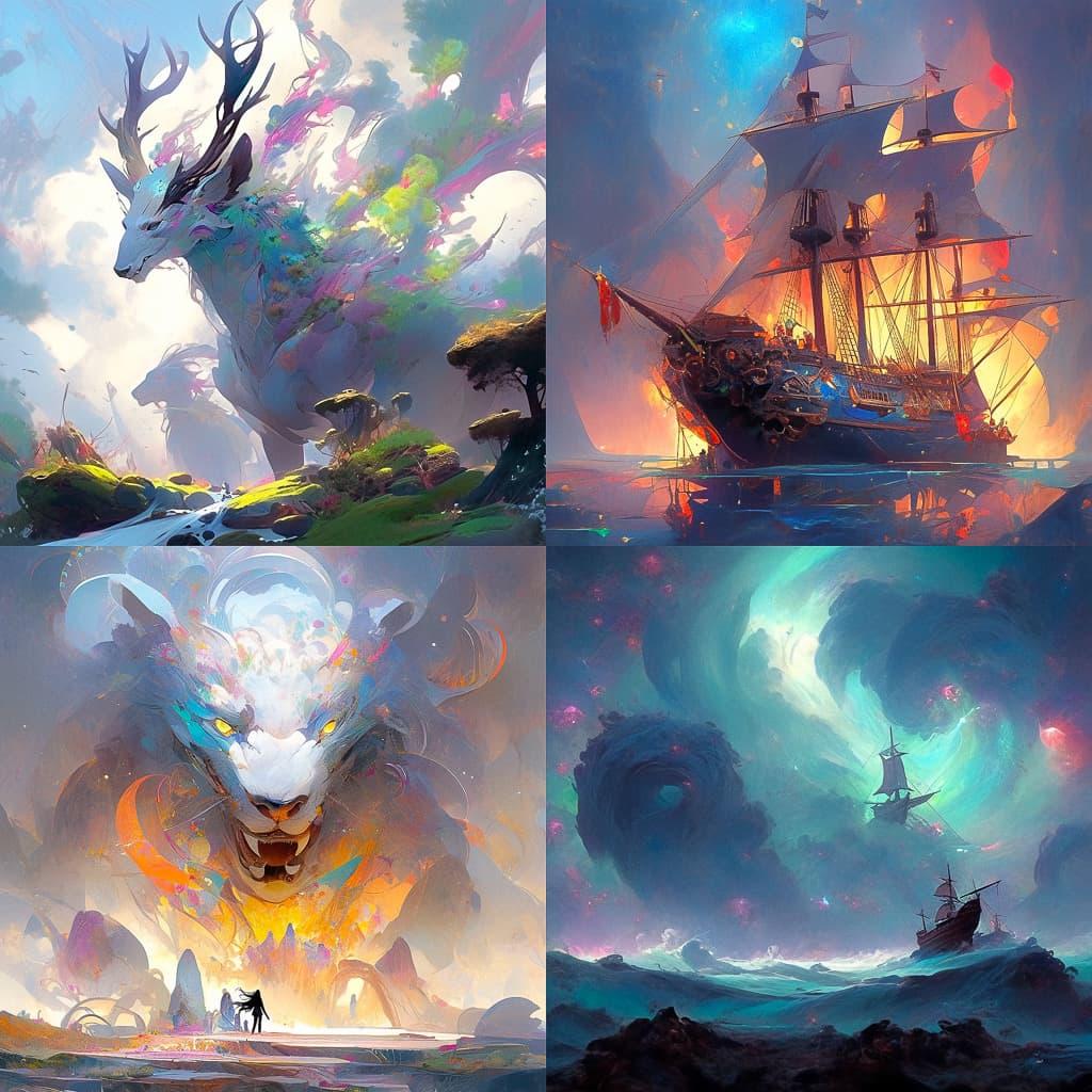 John Pitre style, Midjourney Niji 5, render 1 of 4