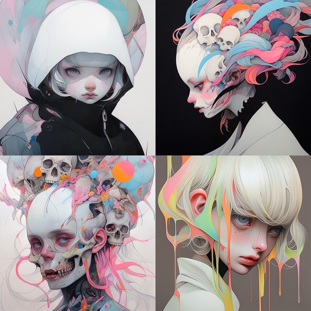 John Reuss style, Midjourney Niji 5, render 1 of 4